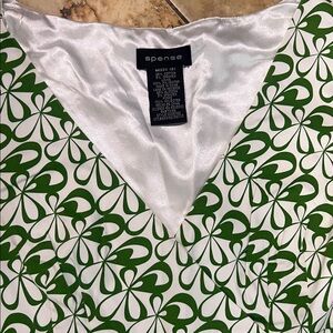 Spense Green and White Floral Blouse